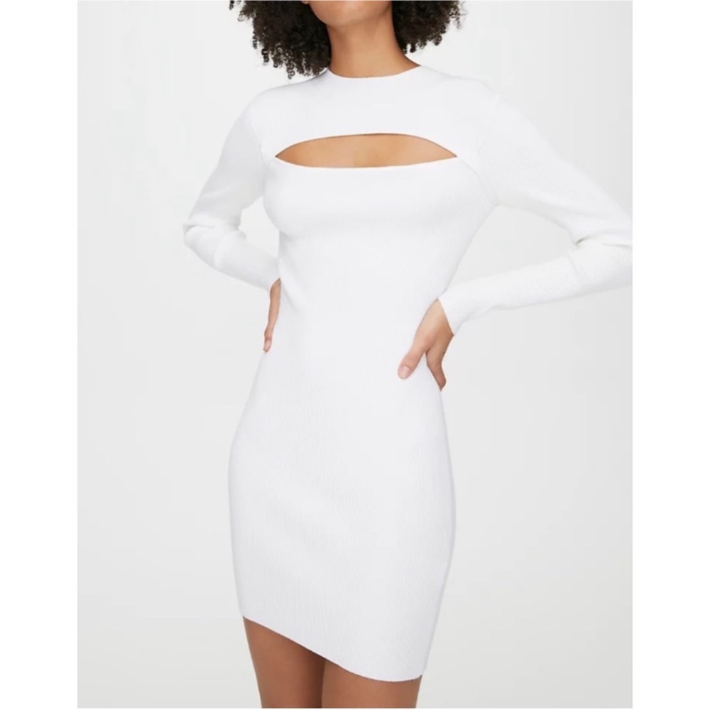 WILFRED FREE | NWT Aritzia Rielle Knit Long Sleeve Dress in Ivory, Size M